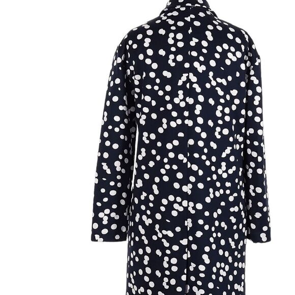T Tahari Navy Blue White Polka Dot Print Scuba Knit Jacket Coat - Size Small / S - Picture 10 of 12